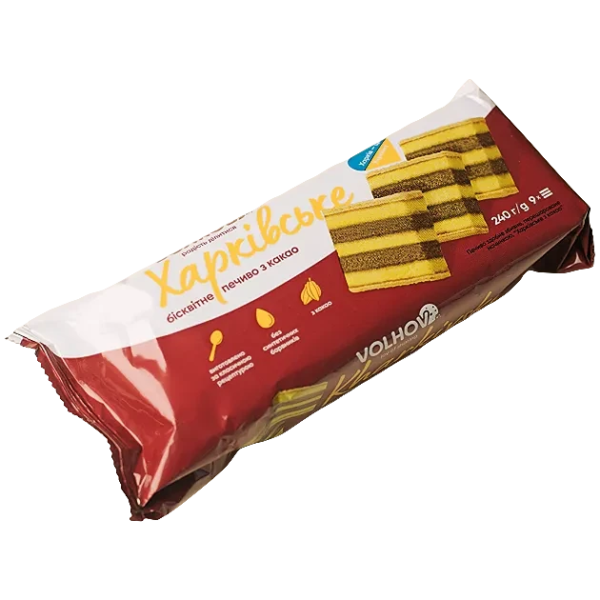 ПЕЧИВО «ХАРКІВСЬКЕ З КАКАО» В УПАКОВЦІ